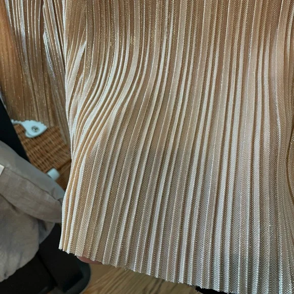 Anthropologie Maeve peach metallic accordion midiskirt S - Picture 9 of 13